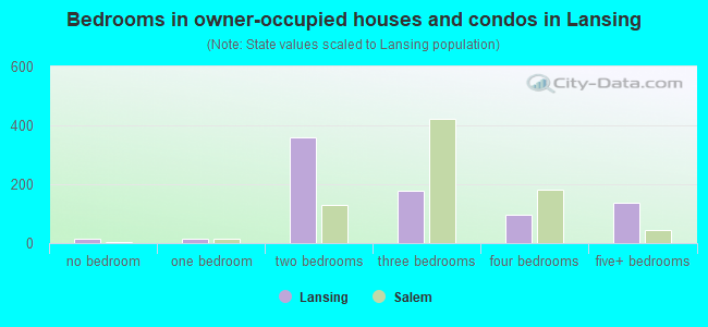 Bedrooms in owner-occupied houses and condos in Lansing