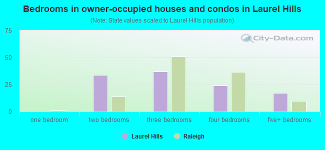 Bedrooms in owner-occupied houses and condos in Laurel Hills