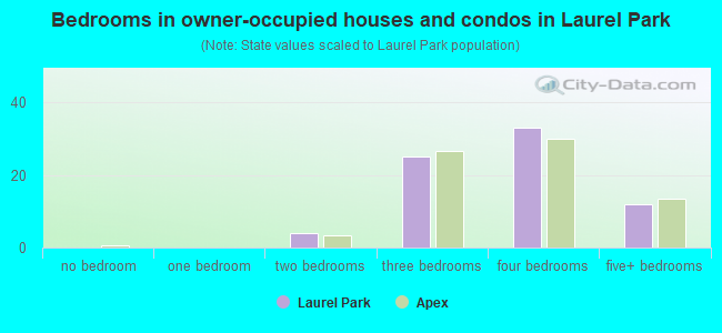Bedrooms in owner-occupied houses and condos in Laurel Park