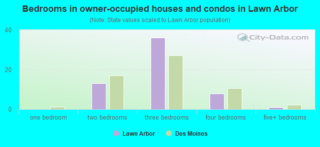 Bedrooms in owner-occupied houses and condos in Lawn Arbor