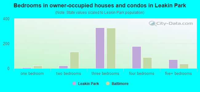 Bedrooms in owner-occupied houses and condos in Leakin Park