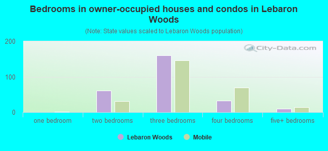 Bedrooms in owner-occupied houses and condos in Lebaron Woods