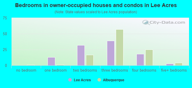 Bedrooms in owner-occupied houses and condos in Lee Acres