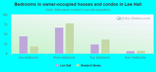 Bedrooms in owner-occupied houses and condos in Lee Hall
