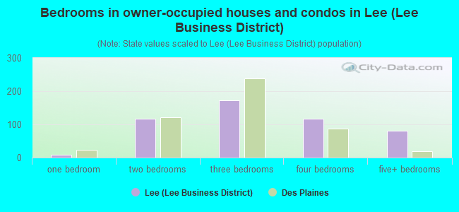 Bedrooms in owner-occupied houses and condos in Lee (Lee Business District)