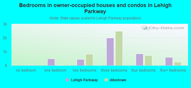Bedrooms in owner-occupied houses and condos in Lehigh Parkway