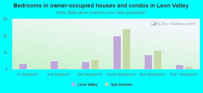 Bedrooms in owner-occupied houses and condos in Leon Valley