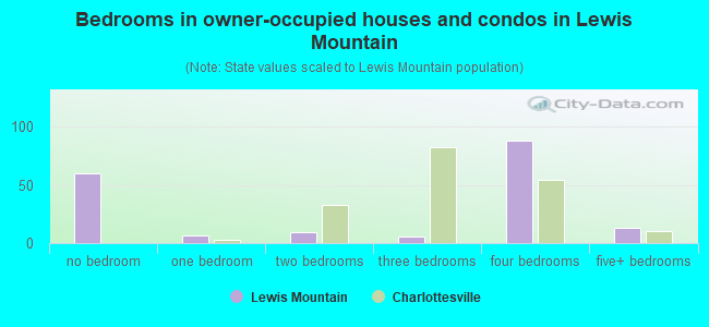 Bedrooms in owner-occupied houses and condos in Lewis Mountain