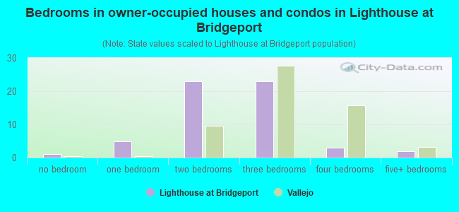 Bedrooms in owner-occupied houses and condos in Lighthouse at Bridgeport