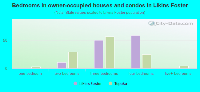 Bedrooms in owner-occupied houses and condos in Likins Foster