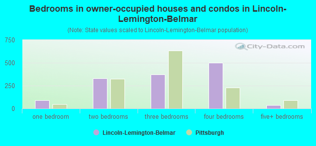 Bedrooms in owner-occupied houses and condos in Lincoln-Lemington-Belmar