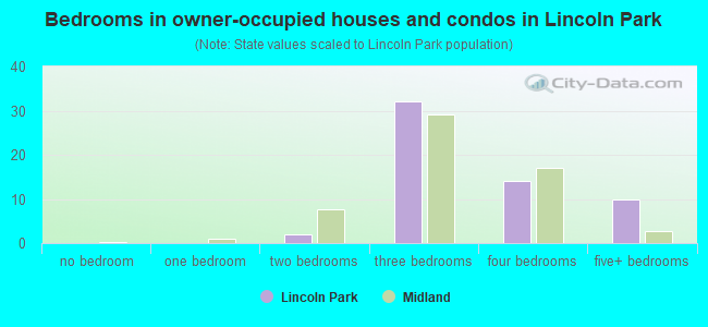 Bedrooms in owner-occupied houses and condos in Lincoln Park