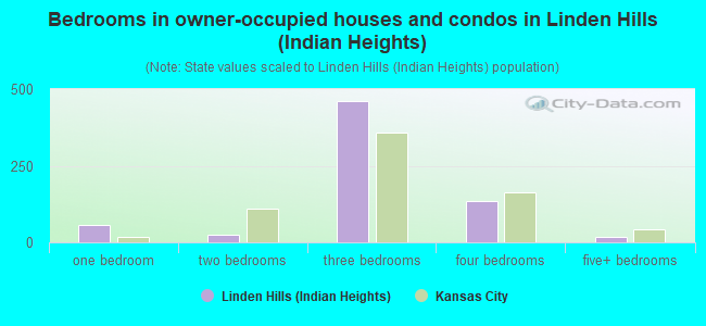 Bedrooms in owner-occupied houses and condos in Linden Hills (Indian Heights)