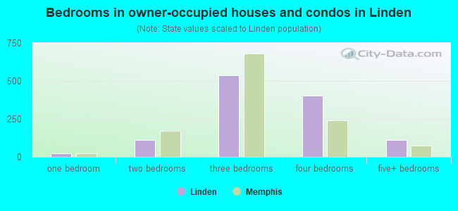Bedrooms in owner-occupied houses and condos in Linden