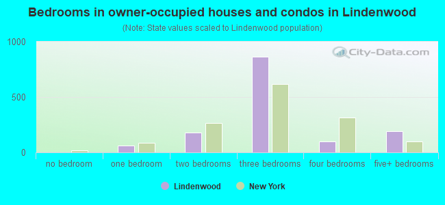 Bedrooms in owner-occupied houses and condos in Lindenwood