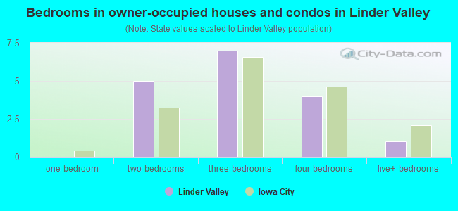 Bedrooms in owner-occupied houses and condos in Linder Valley