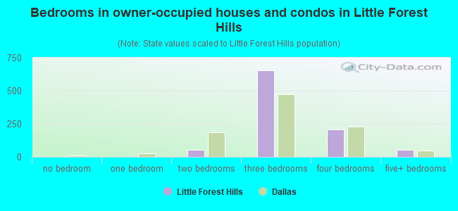 Bedrooms in owner-occupied houses and condos in Little Forest Hills