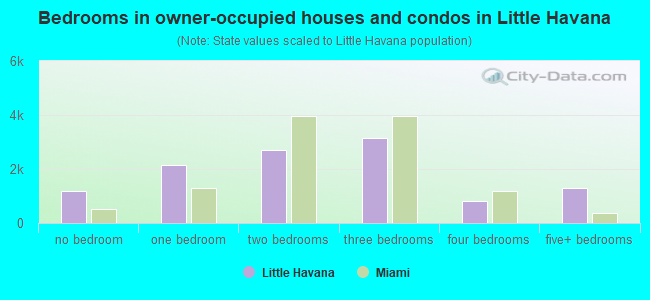 Bedrooms in owner-occupied houses and condos in Little Havana