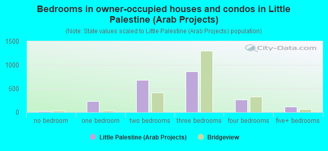 Bedrooms in owner-occupied houses and condos in Little Palestine (Arab Projects)