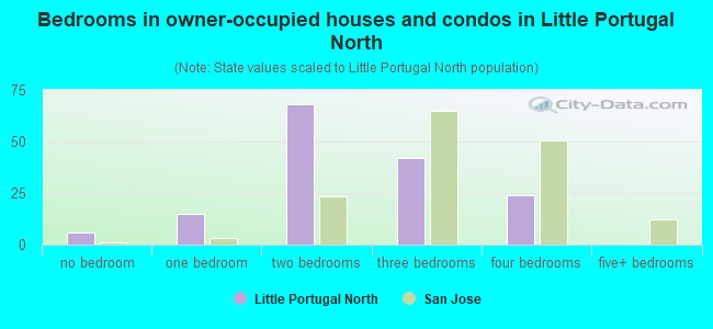 Bedrooms in owner-occupied houses and condos in Little Portugal North
