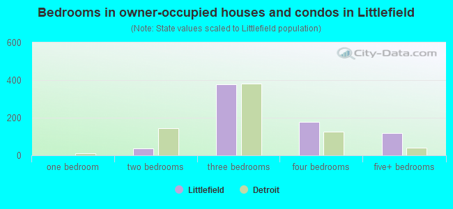 Bedrooms in owner-occupied houses and condos in Littlefield