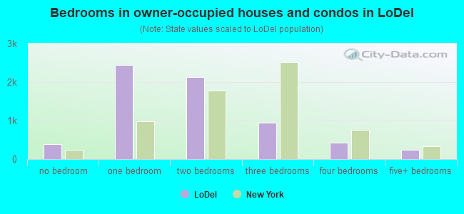 Bedrooms in owner-occupied houses and condos in LoDel