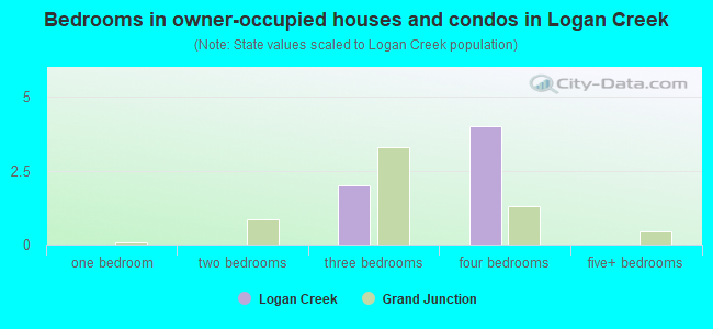Bedrooms in owner-occupied houses and condos in Logan Creek
