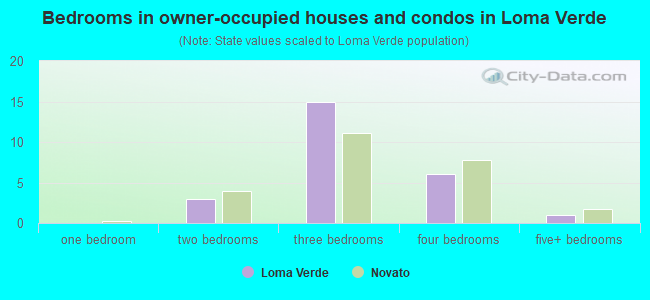 Bedrooms in owner-occupied houses and condos in Loma Verde