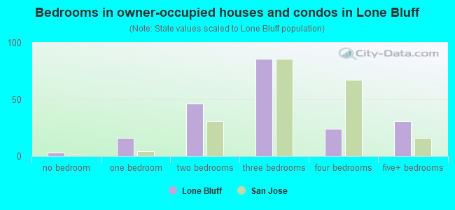Bedrooms in owner-occupied houses and condos in Lone Bluff