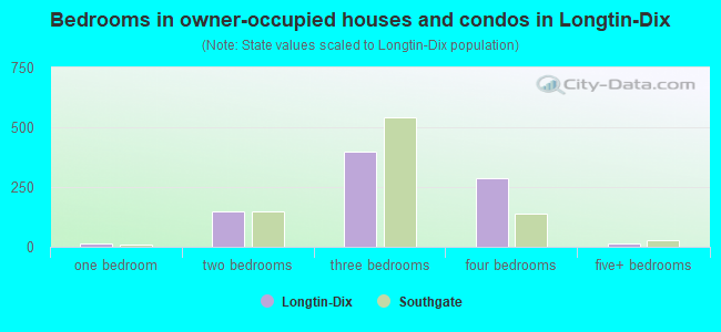 Bedrooms in owner-occupied houses and condos in Longtin-Dix