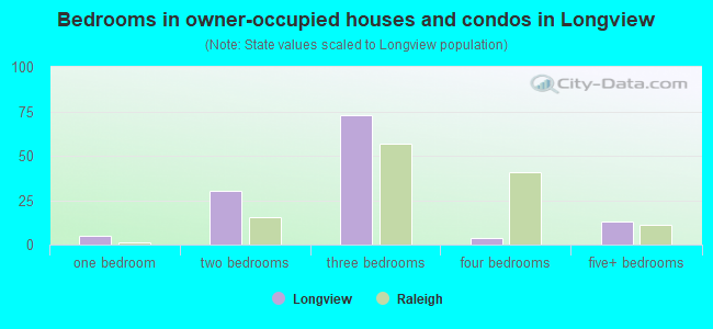 Bedrooms in owner-occupied houses and condos in Longview