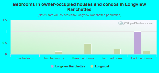 Bedrooms in owner-occupied houses and condos in Longview Ranchettes