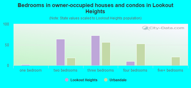 Bedrooms in owner-occupied houses and condos in Lookout Heights