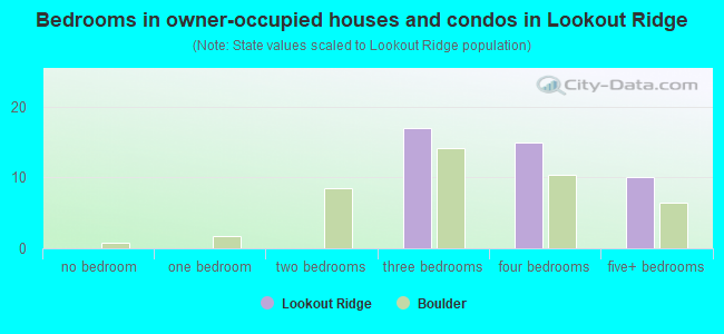 Bedrooms in owner-occupied houses and condos in Lookout Ridge