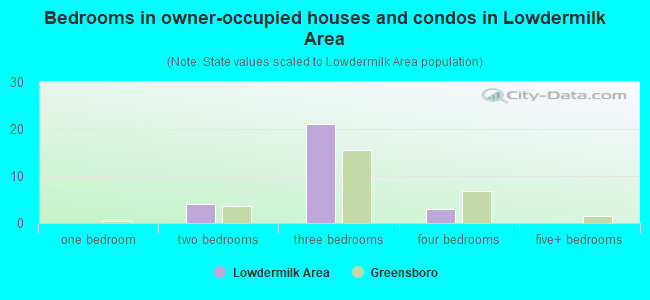 Bedrooms in owner-occupied houses and condos in Lowdermilk Area