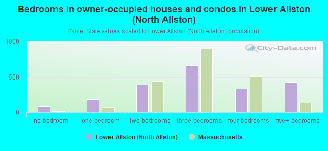 Bedrooms in owner-occupied houses and condos in Lower Allston (North Allston)