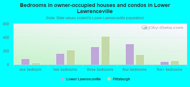 Bedrooms in owner-occupied houses and condos in Lower Lawrenceville