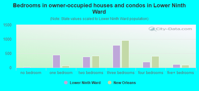 Bedrooms in owner-occupied houses and condos in Lower Ninth Ward