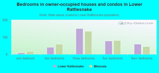 Bedrooms in owner-occupied houses and condos in Lower Rattlesnake