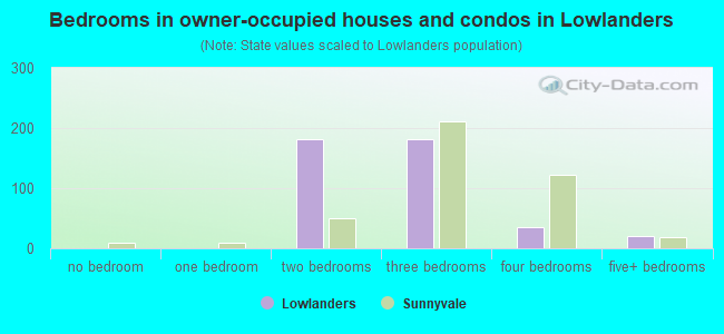 Bedrooms in owner-occupied houses and condos in Lowlanders