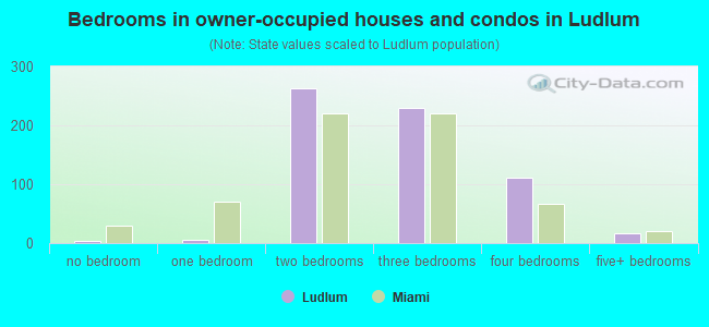 Bedrooms in owner-occupied houses and condos in Ludlum