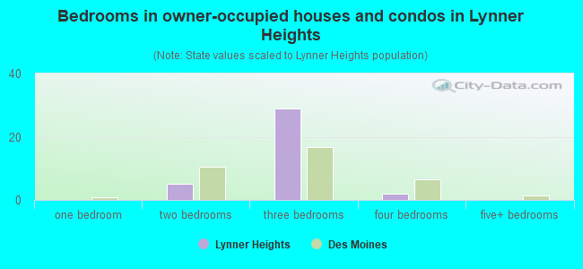 Bedrooms in owner-occupied houses and condos in Lynner Heights