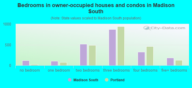 Bedrooms in owner-occupied houses and condos in Madison South