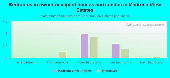 Bedrooms in owner-occupied houses and condos in Madrona View Estates