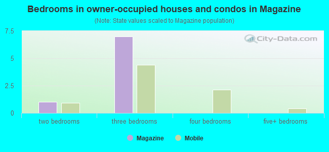 Bedrooms in owner-occupied houses and condos in Magazine