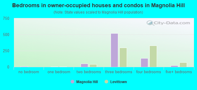Bedrooms in owner-occupied houses and condos in Magnolia Hill