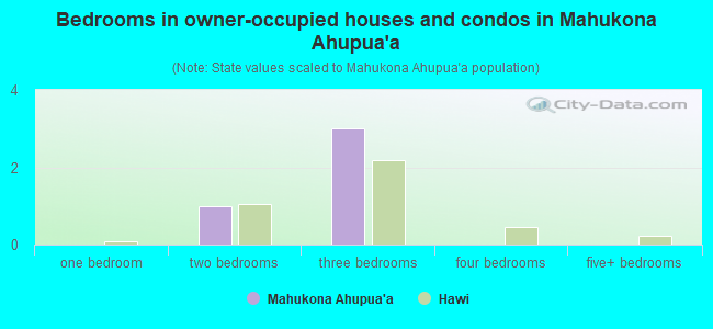 Bedrooms in owner-occupied houses and condos in Mahukona Ahupua`a