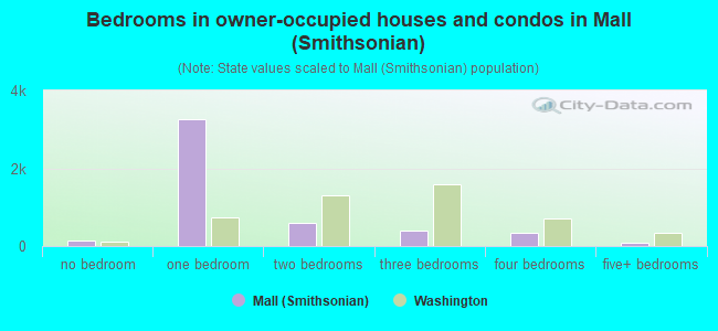 Bedrooms in owner-occupied houses and condos in Mall (Smithsonian)