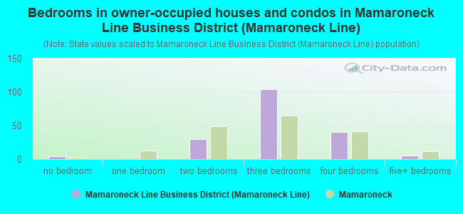 Bedrooms in owner-occupied houses and condos in Mamaroneck Line Business District (Mamaroneck Line)