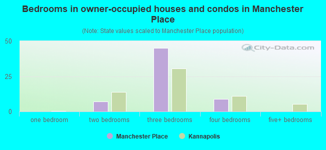 Bedrooms in owner-occupied houses and condos in Manchester Place